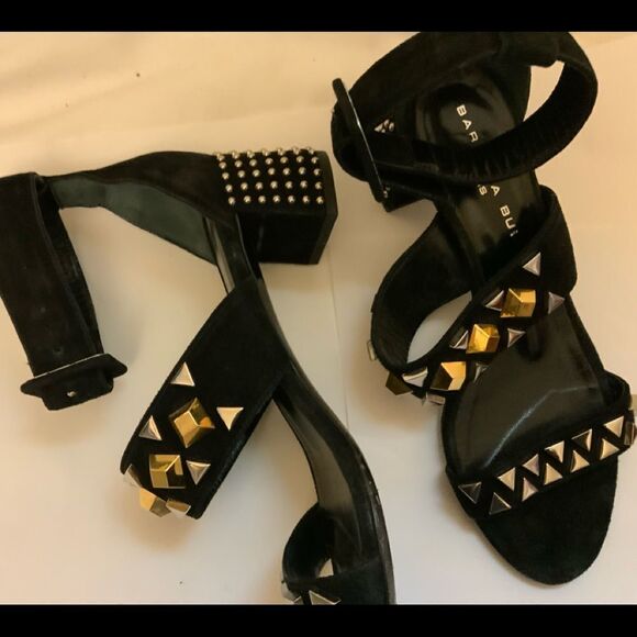 Barbara Bui Sandal Studded and Black suede Leather Heels Size: 36 - Picture 4 of 11